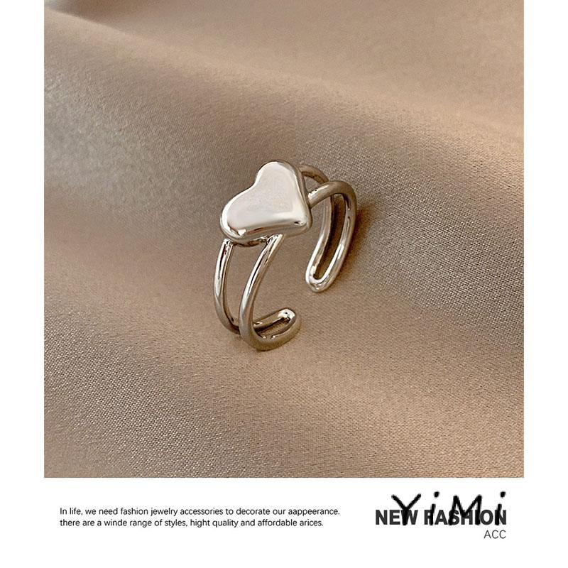 Nhẫn mở có thể điều chỉnh bằng kim loại hình trái tim thời trang cho nữ