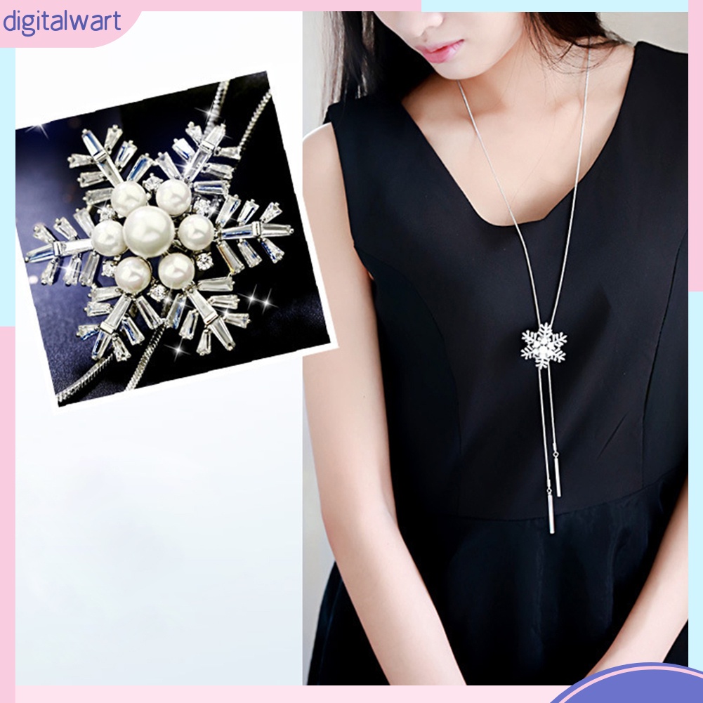 Dây chuyền ngọc trai giả đính đá thanh lịch cho nữ