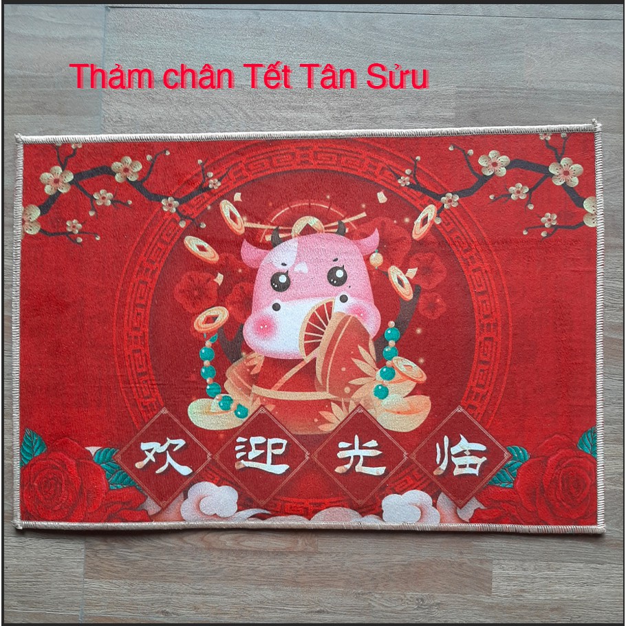 [FREESHIP❤️]Thảm Chân 3D Đón Tết Tân Sửu 2021 Chống Trơn Trượt Bám Sàn (thấm nước chống trượt KT 40x60cm)