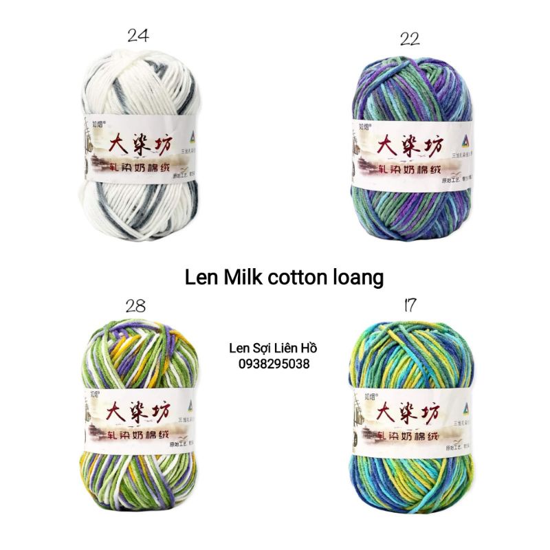 Len Milk cotton màu loang 50g