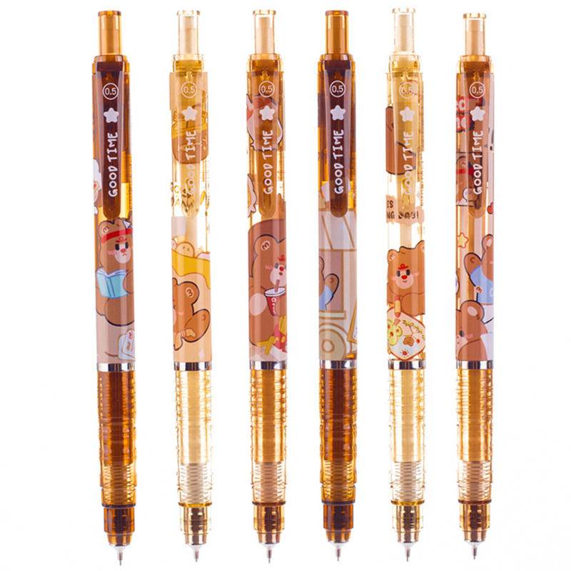 Set 6 Bút Chì Nhựa Tự Động 0.5mm In Hình Gấu Dễ Thương