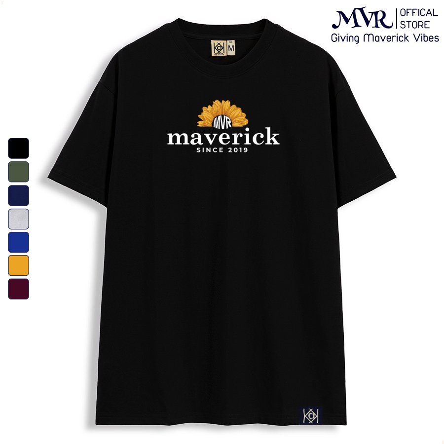 Áo Phông Thun Cotton Nam Cổ Tròn In Hình Logo Maverick Hoa Hướng Dương Since 2019 VNXK MVR KK3746