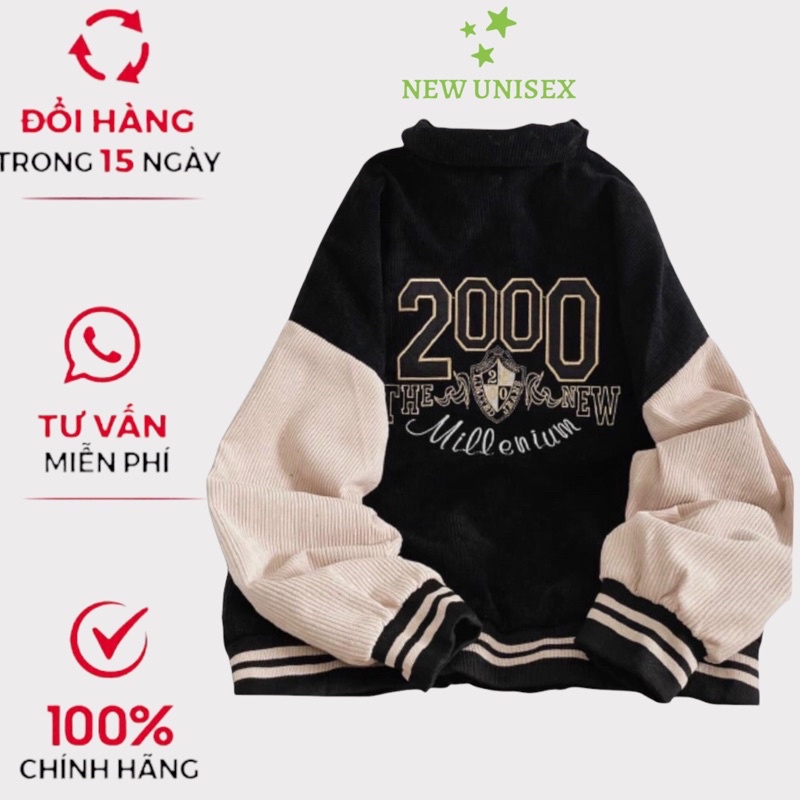 Áo Khoác Nhung 2 Lớp (Lót Dù) in Logo 2000 Kiểu Dáng Unisex Form Rộng Dài TP133 [NewUnisex]