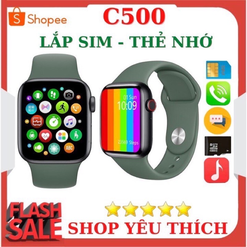 Đồng Hồ Thông Minh C500 Lắp Sim, Nghe Gọi, Lắp Thẻ Nhớ, Theo Dõi Sức Khoẻ