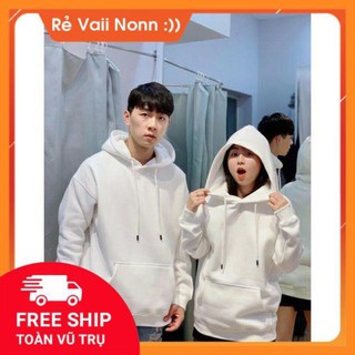 Áo hoodie trơn basic trắng đen Unisex full size