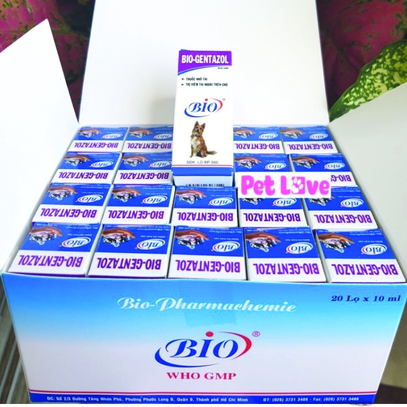 Combo 3 chai thuốc nhỏ tai Bio Gentazol 10ml chuyên trị viêm tai chó mèo- 79204