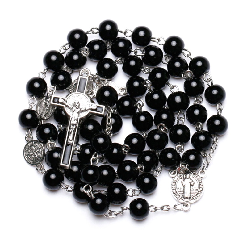 ✿ Chuỗi Hạt Cầu Nguyện Mặt Thánh Giá Bằng Thủy Tinh Thời Trang Làm Quà Tặng Trang Sức