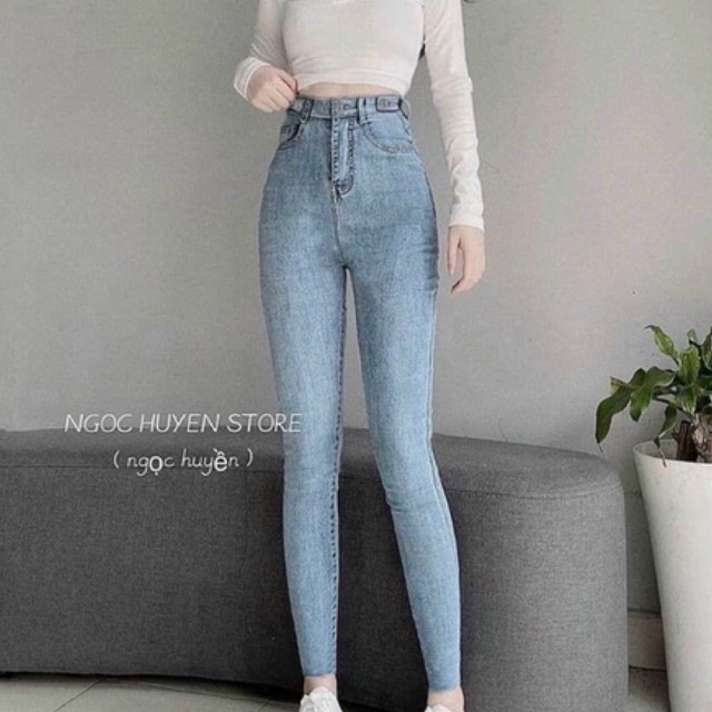 QUẦN JEANS ÔM BIGSIZE VNXK ✈️FREESHIP Quần Bò Nữ Body Siêu Giãn Lưng Cao Size Lớn