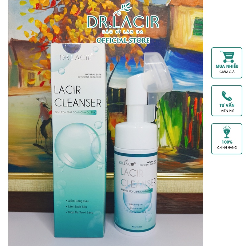 Combo sữa rửa mặt bạc hà kiềm dầu Lacir Cleanser DR.LACIR 150ml và Toner tinh thể bạc hà mint crystal DR.LACIR 10ml