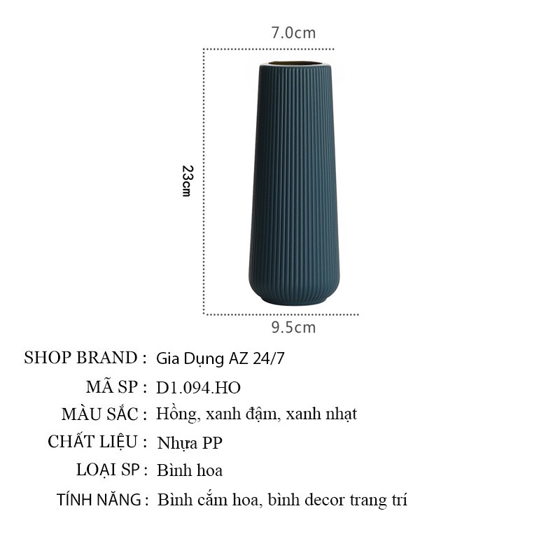 Bình lọ hoa decor trang trí phòng khách sang trọng chất liệu nhựa PE AZ D1.094.HO