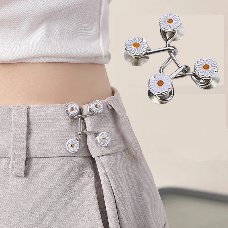 1 Bộ Nút Kim Loại Hình Hoa Cúc 27 / 32mm Chất Lượng Cao Có Thể Điều Chỉnh