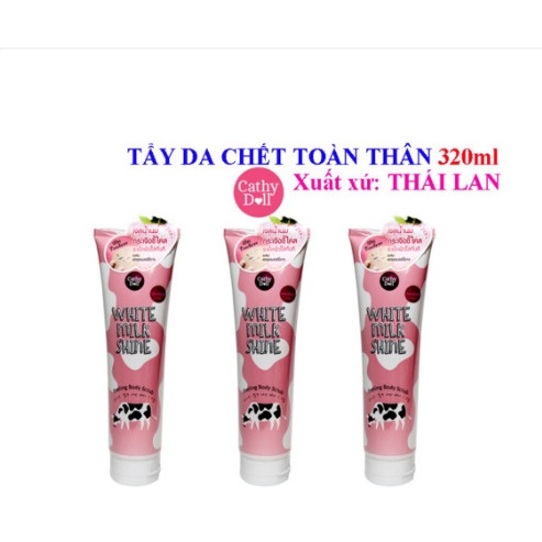 [Giá Sỉ] Set 2 tuýp Tẩy da chết toàn thân white milk shine cathy doll 320ml nội địa Thái