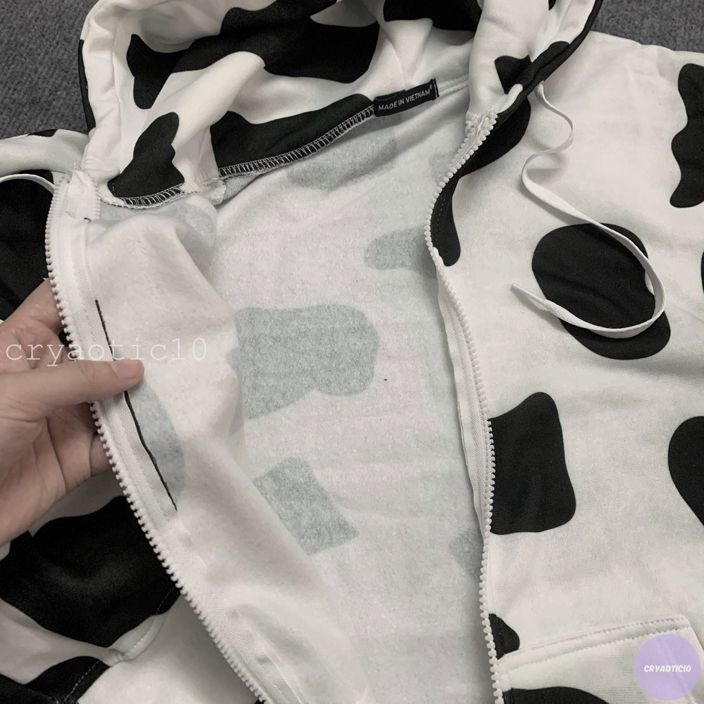 [Kèm hình thật] Hoodie bò sửa chất nỉ dày dặn có dây kéo unisex cryaotic10