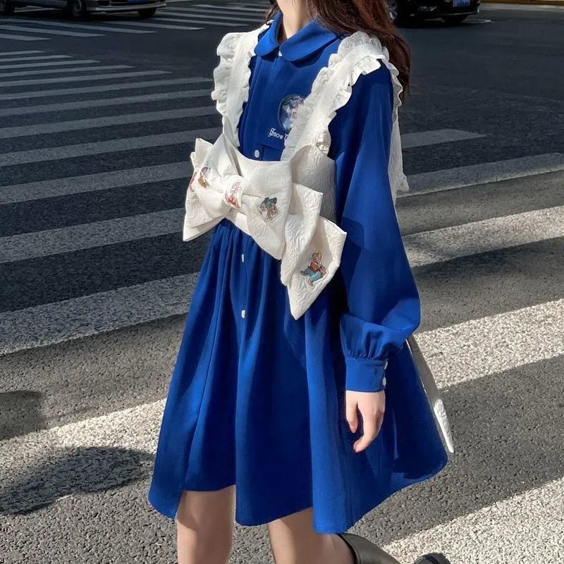 Đầm In Hoạt Hình Phối Nơ Phong Cách Nhật Bản Xinh Xắn Dành Cho Nữ