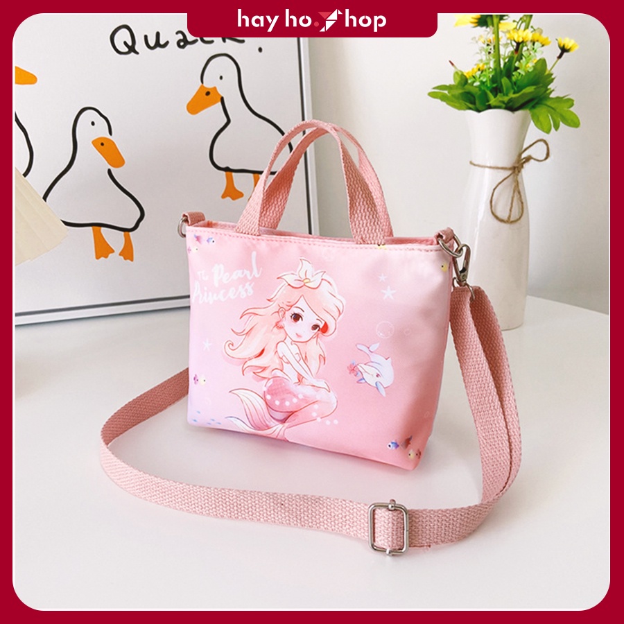 Túi đeo chéo cho bé gái nàng tiên cá màu hồng, tím dễ thương phong cách Hàn Quốc đi chơi, du lịch 2023
