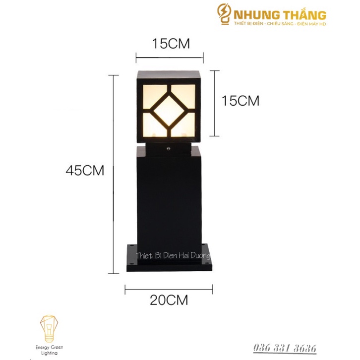 Đèn Cột Sân Vườn DSV-1165 Chống Nước - Chiều Cao 45cm - Cắm Điện Và Dùng Năng Lượng Mặt Trời-Có Khiển-Tặng Kèm Bóng Led