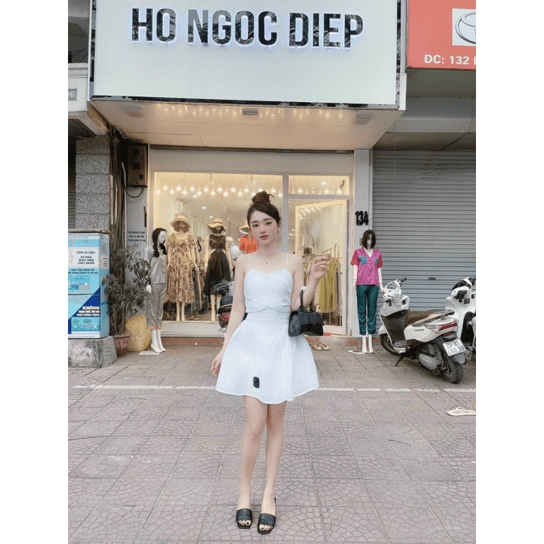Váy Hai Dây Xốp Hạt Cổ Chéo Siêu Cháy Hàng UP