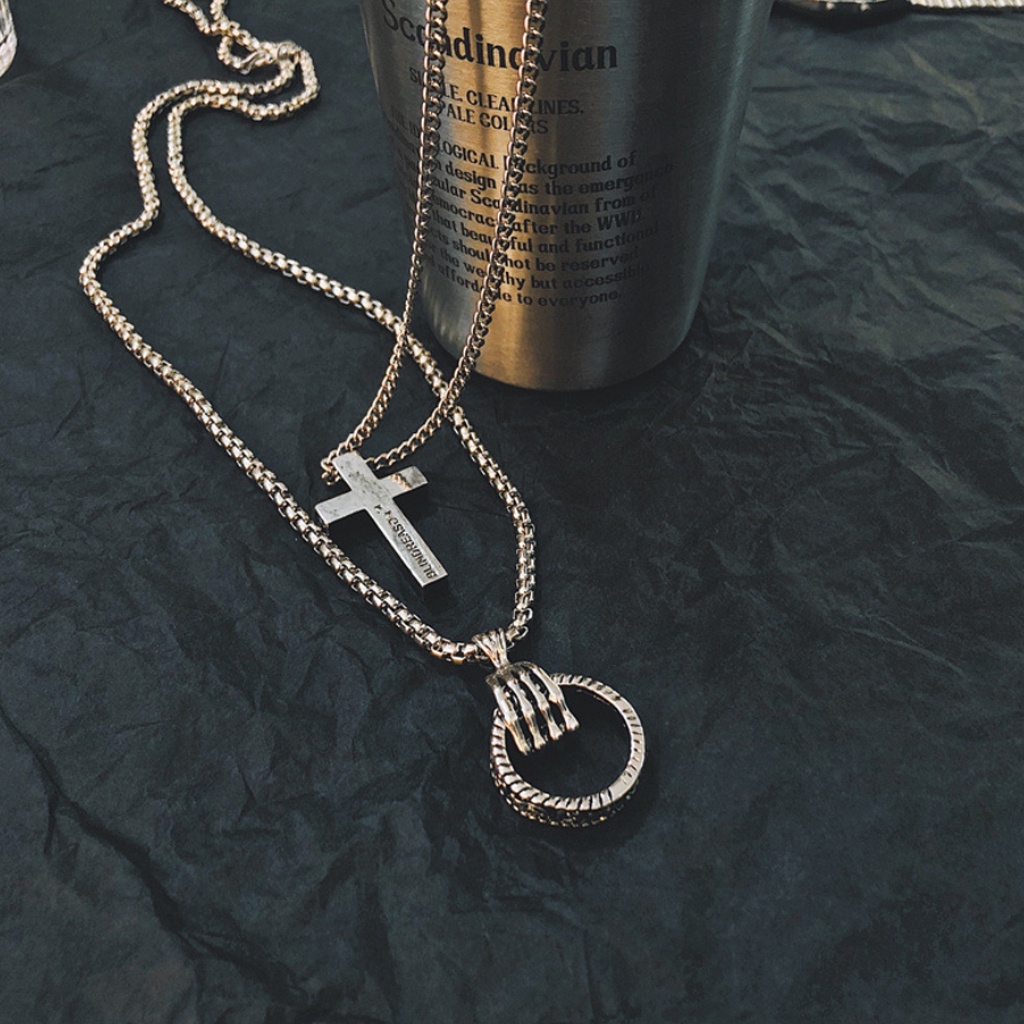 Dây chuyền nam nữ mặt thánh giá - xương bàn tay, phong cách thời trang cá tính siêu ngầu