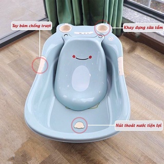 Chậu tắm, thau tắm hình ếch cho em bé, trẻ nhỏ sơ sinh có van thoát nước Sơn Nhựa