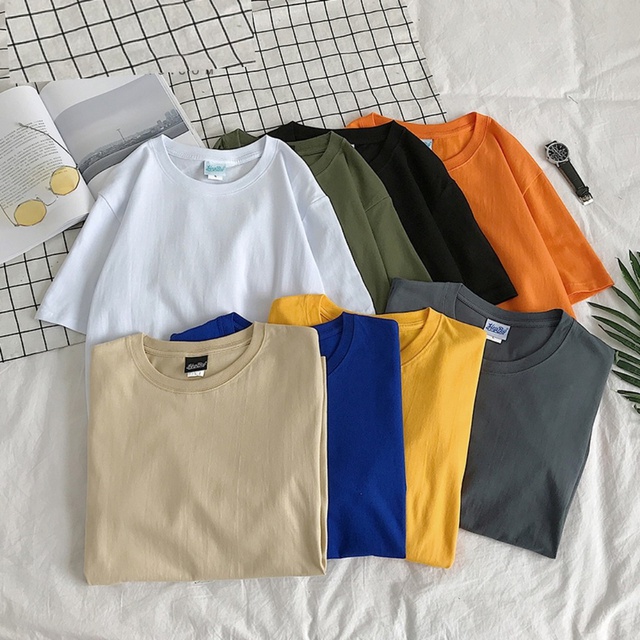 Áo Thun Unisex Trơn Nam Nữ Tay Lỡ Oversize Form Rộng 8 Màu
