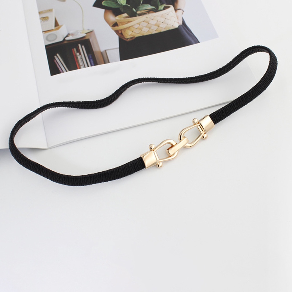 Thắt lưng bản mỏng co giãn phối khóa kim loại chống mòn thời trang cho nữ