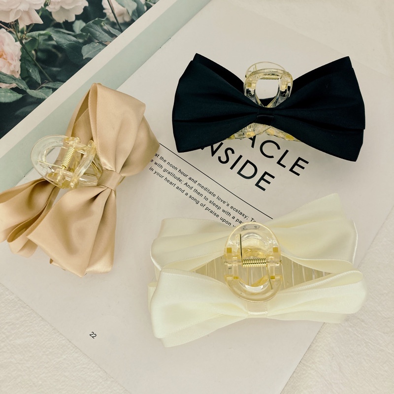 Kẹp tóc càng cua nơ vải phi bóng xinh xắn phong cách nữ tính cổ điển K25