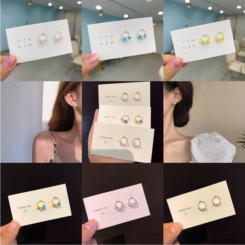 Đôi Bông Tai Chốt Xỏ Bạc 925 Đính Đá Pha Lê Phong Cách Nhật Hàn Đơn Giản Thời Trang Cho Nữ