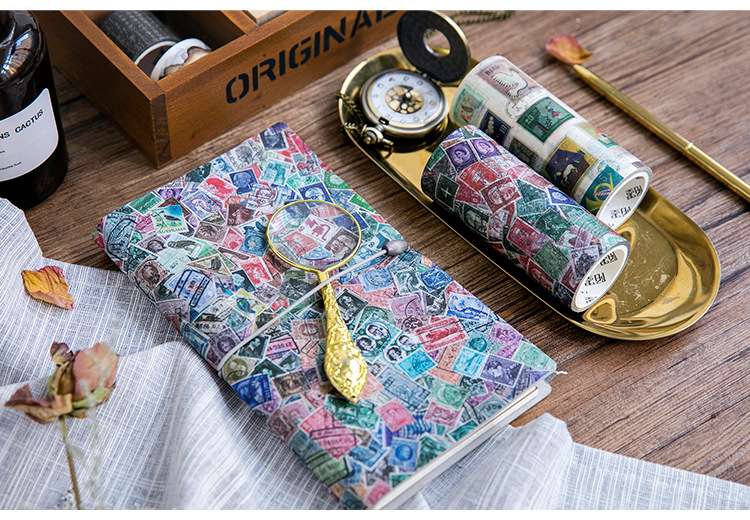 Bukavn Cuộn washi tape khổ lớn phong cách vintage, phụ kiện trang trí sổ bullet journal KT 10cm x 5 mét