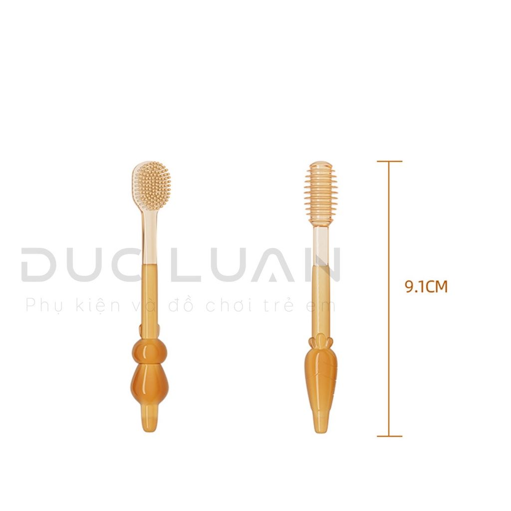 Set rơ lưỡi và bàn chải đánh răng silicon cho bé từ 0 - 18 tháng - Chính hãng full box