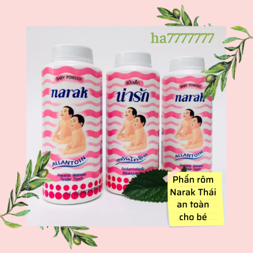 Phấn rôm 2 Em bé Narak 180g + tặng kèm hộp đựng và bông chậm phấn