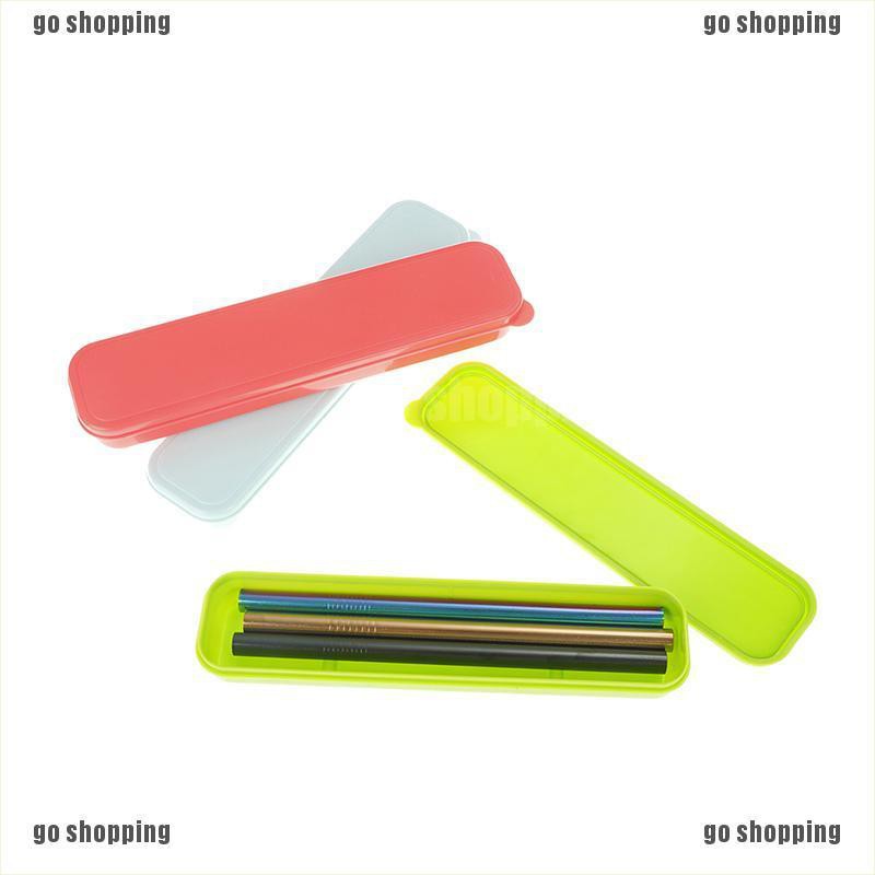 {go shopping}1pc 24.3cm Plastic Drinking Straws Storage Box Straws Case Straws Organization