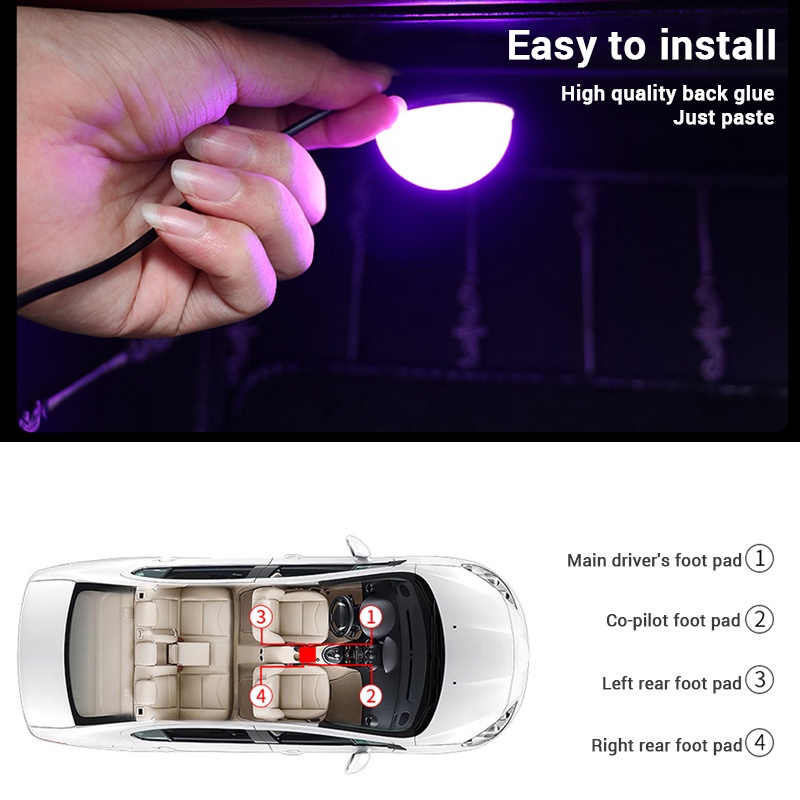 Dây đèn dẫn BLALION 4 bóng 12V chuyên dụng dùng trang trí nội thất ô tô