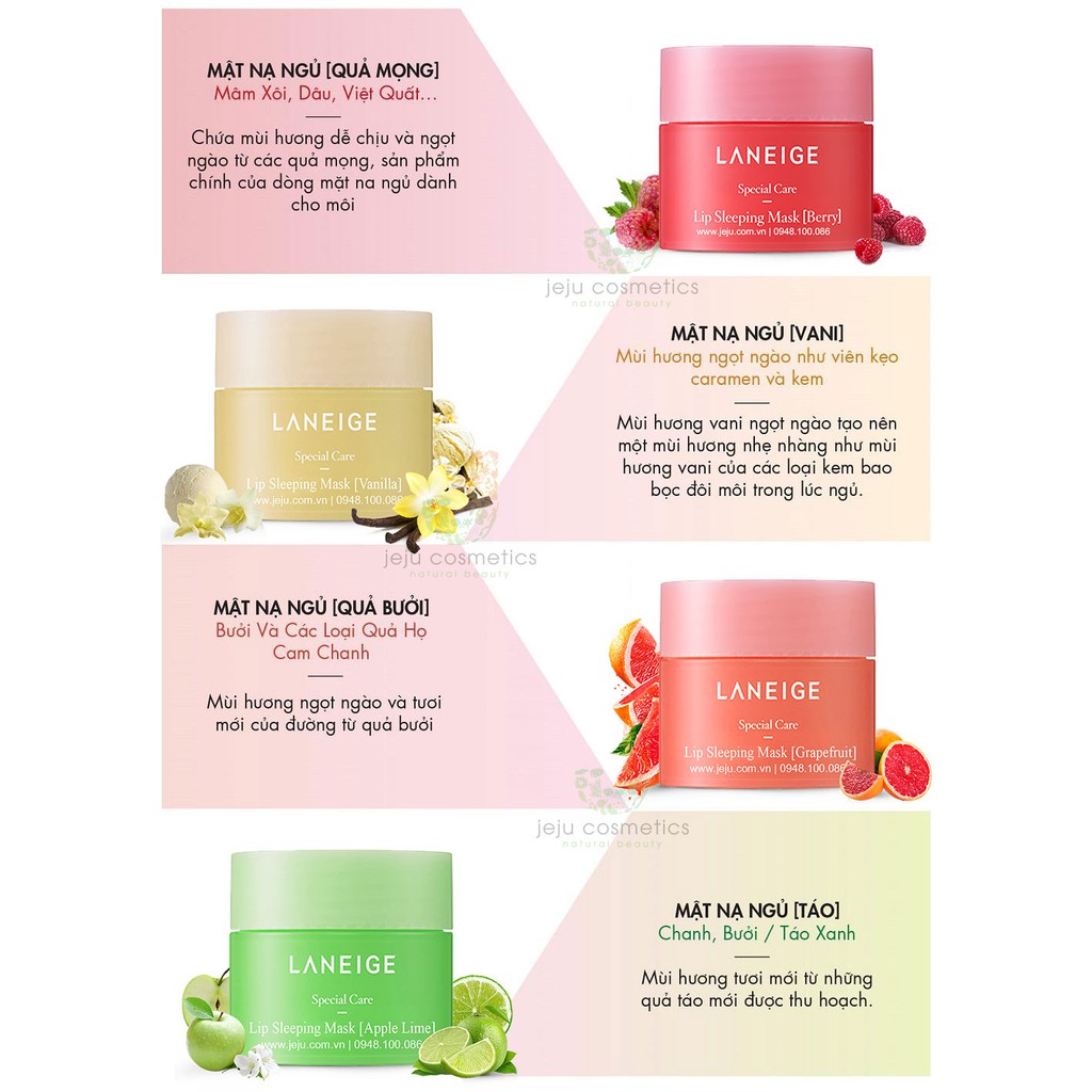 [MINI] SÉT MẶT NẠ NGỦ MÔI LANEIGE LIP SLEEPING MASK MINI KIT 8g/lọ