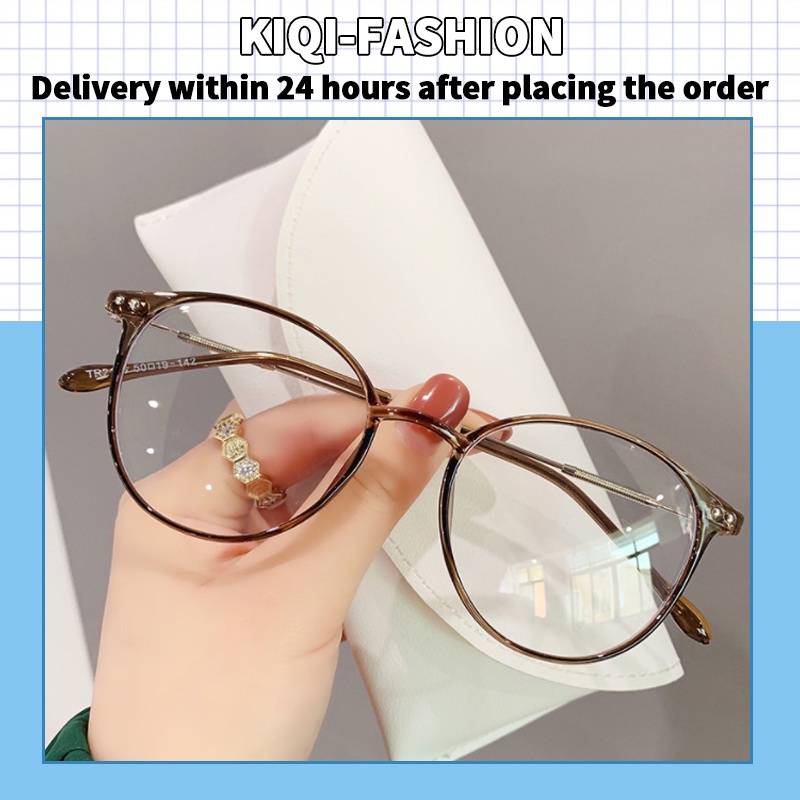 (KIQI-FASHION) COD Mắt Kính Chống Ánh Sáng Xanh Gọng Tròn Thời Trang Hàn Quốc Cổ Điển Cho Nữ