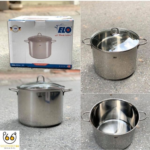 [Xả Hàng] Nồi Luộc Gà Elo Rubin  Đáy Liền 3 Lớp, Dung Tích 12 Lít, Size 28 cm, Nồi Đáy Từ Đun Bếp Từ, Bếp Điện