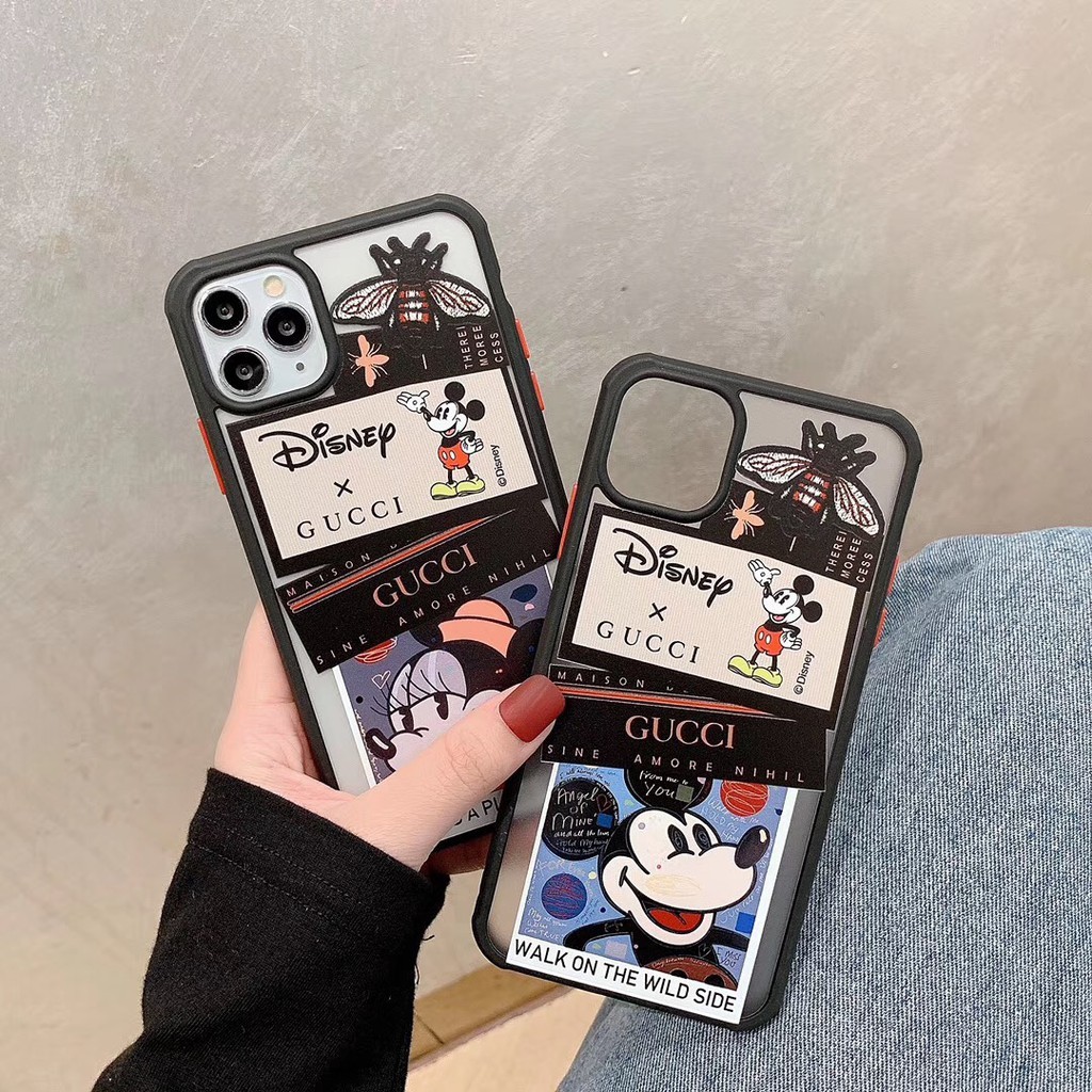 Ốp Điện Thoại Cứng Viền Mềm Mặt Nhám Họa Tiết Disney Mickey Minnie Cho iPhone 12 11 Pro Xs max XR I8 I7 Plus