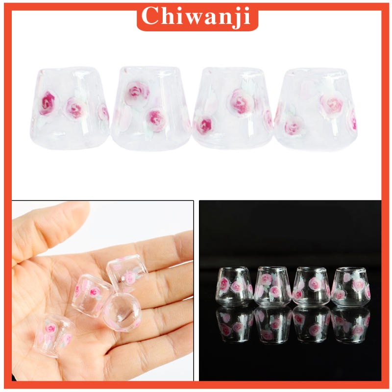 Set 4 Cốc Nước Mini Cho Nhà Búp Bê 1 / 6 1 / 8 1 / 12 3-6 Tuổi