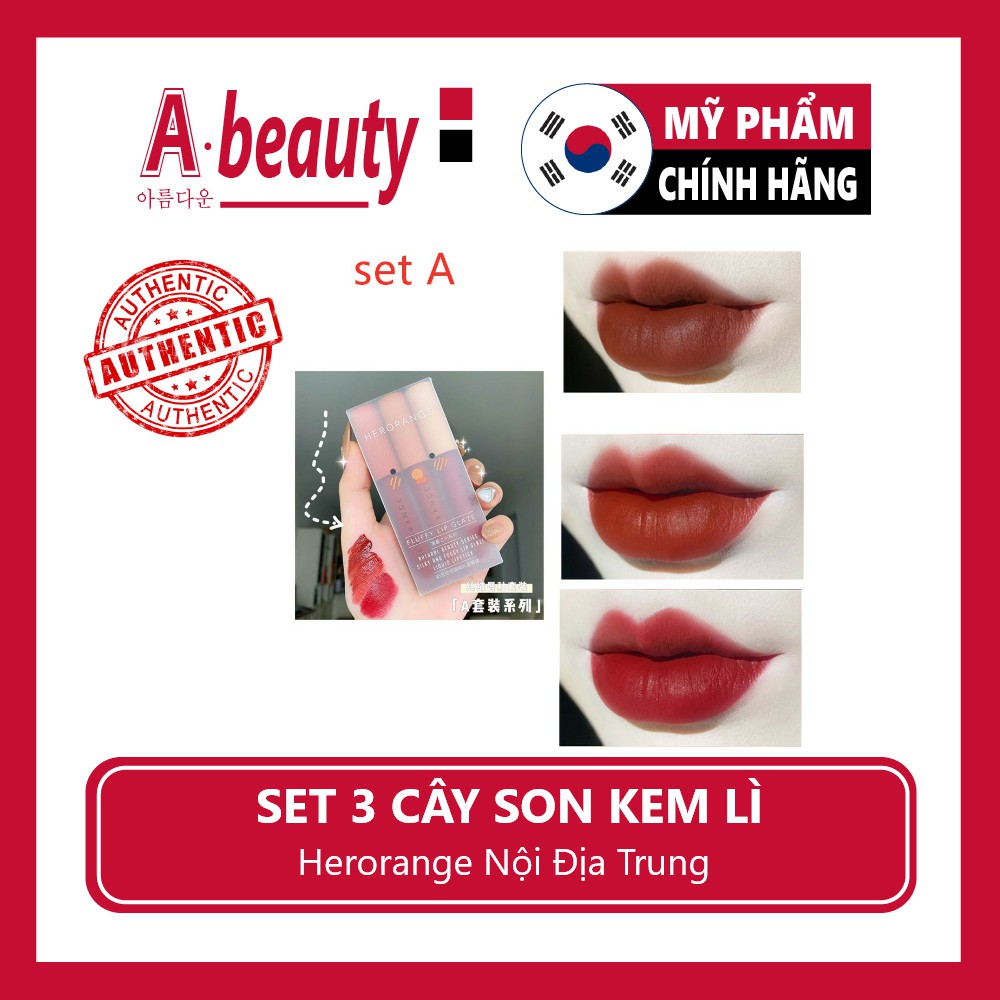Sét 3 cây son kem lì Hero Orange nội địa Trung