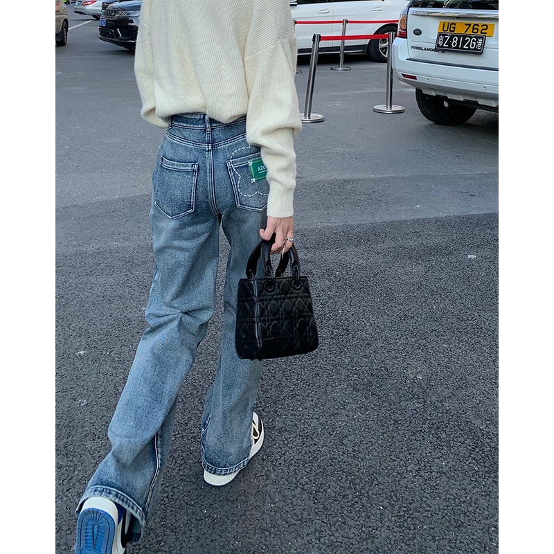 Quần jeans Nữ Lưng Cao Ống Rộng Thời Trang Hàn Quốc