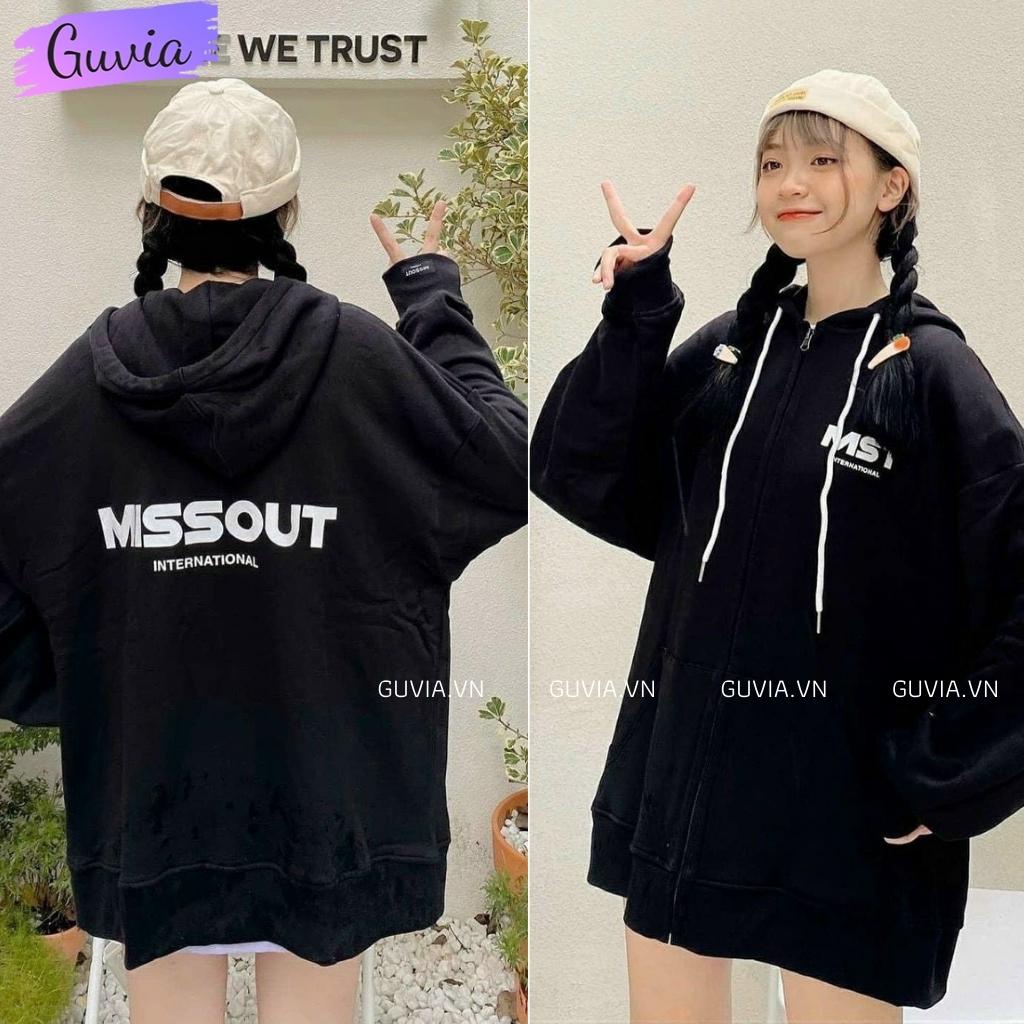 Áo khoác nỉ Hoodie MISSOUT Dây Kéo form rộng áo nỉ bông ulzzang Cá Tính Unisex AKN10 Guvia