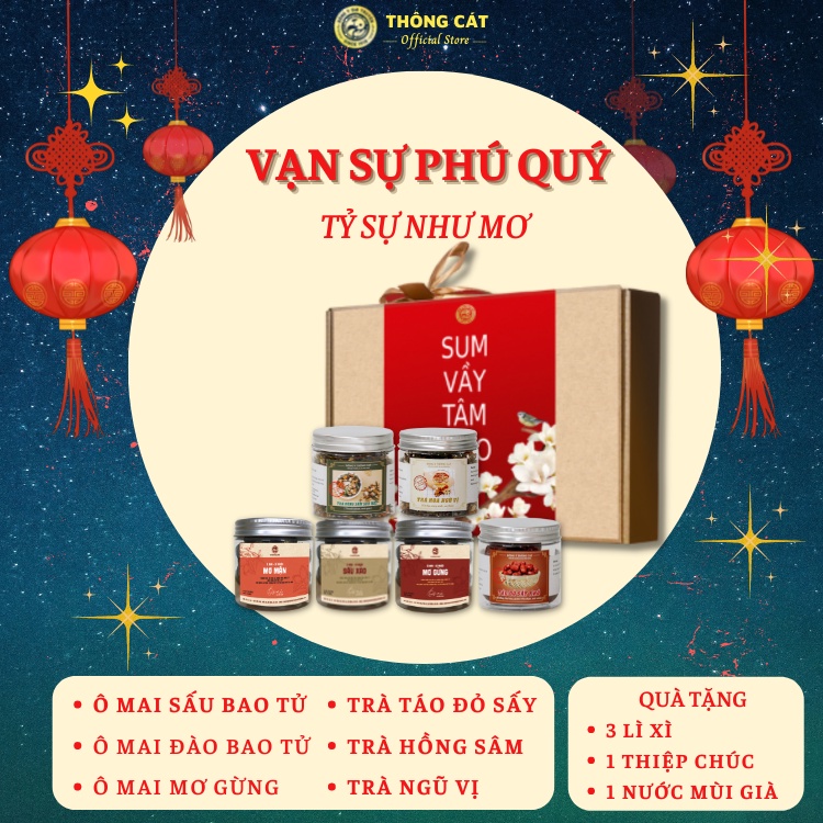 Hộp quà Vạn Sự Phú Qúy Đông y Thông Cát_Hộp quà Tết ý nghĩa dành gửi tặng người đưa đò kính mến 2022