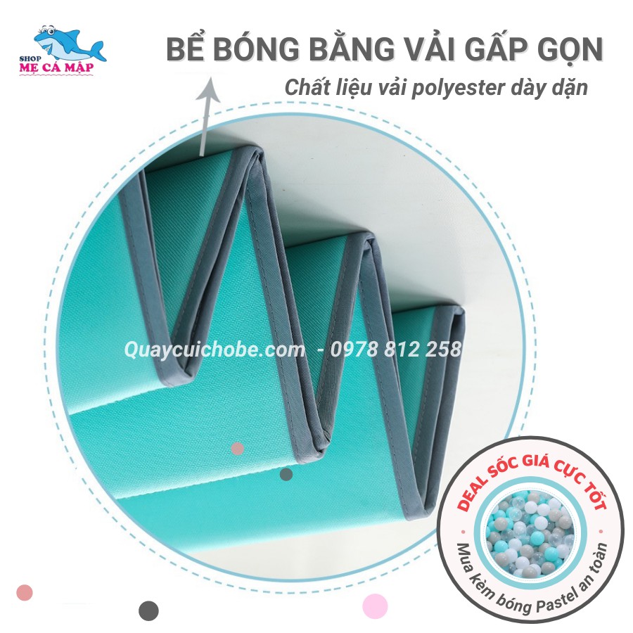  Bể bóng cho bé bằng vải cao cấp cho bé, bể bóng gấp gọn bằng vải bé trai bé trái