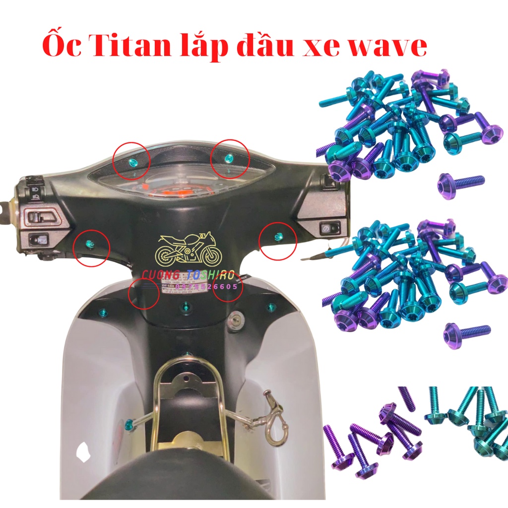 ốc titan Gr5 4li15 gắn nắp dầu và ná cao su bợ cổ honda gắn ốp đồng hồ Wave cuongtoshiro