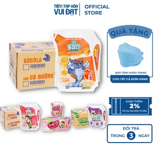 Thùng 24 Bịch Sữa Trái Cây Kun Đủ Vị Nho, Cam, Dâu, Ổi 110ml