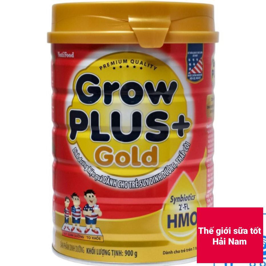[CHÍNH HÃNG] Sữa Bột Nutifood Grow Plus+ Gold Đỏ HMO Hộp 900g (Dinh dưỡng hiệu quả DÀNH CHO TRẺ SUY DINH DƯỠNG THẤP CÒI)
