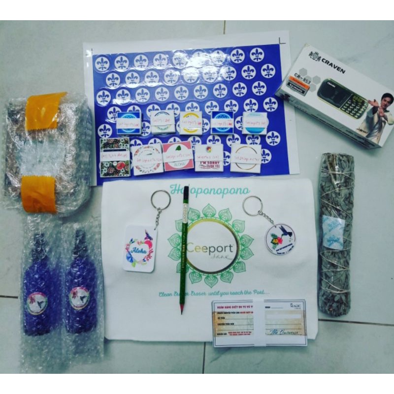 Chai Thái Dương Lam Thủy  Thanh tẩy Ho'oponopono  kèm logo, chai trang trí