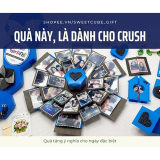 Exploding Box Quà Tặng Độc Lạ, LOVE BOX LỤC GIÁC 5IN1 BLUE(19.5x19.5x13cm)