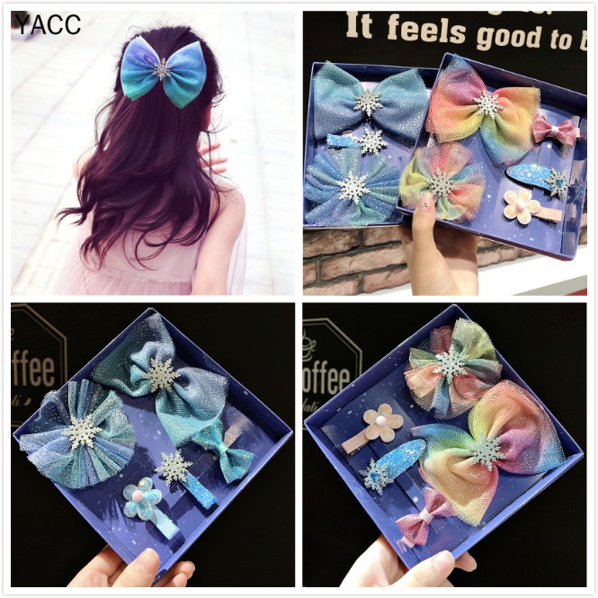 Kẹp tóc công chúa đính nơ 2 kiểu dành cho bé gái