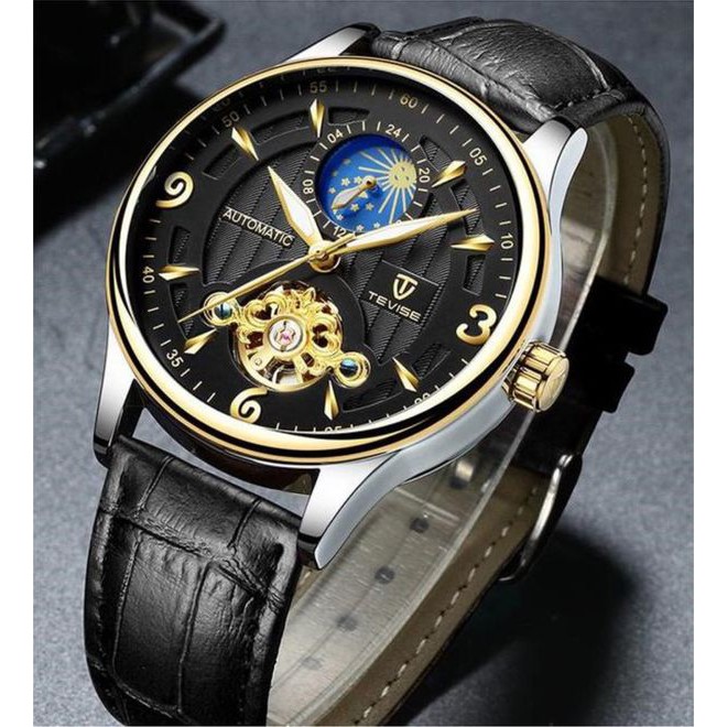 Đồng hồ nam cơ tevise chính hãng t8250D cao cấp dây da (tặng kèm hộp đồng hồ)