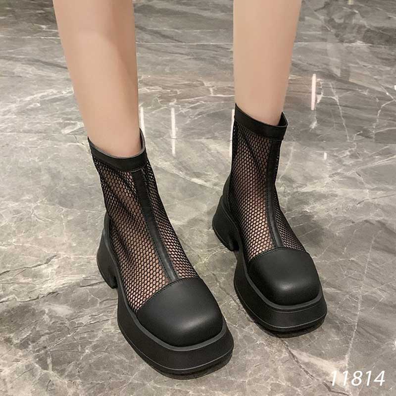 Giày bốt Martin da PU lưới phong cách La Mã nữ 11814